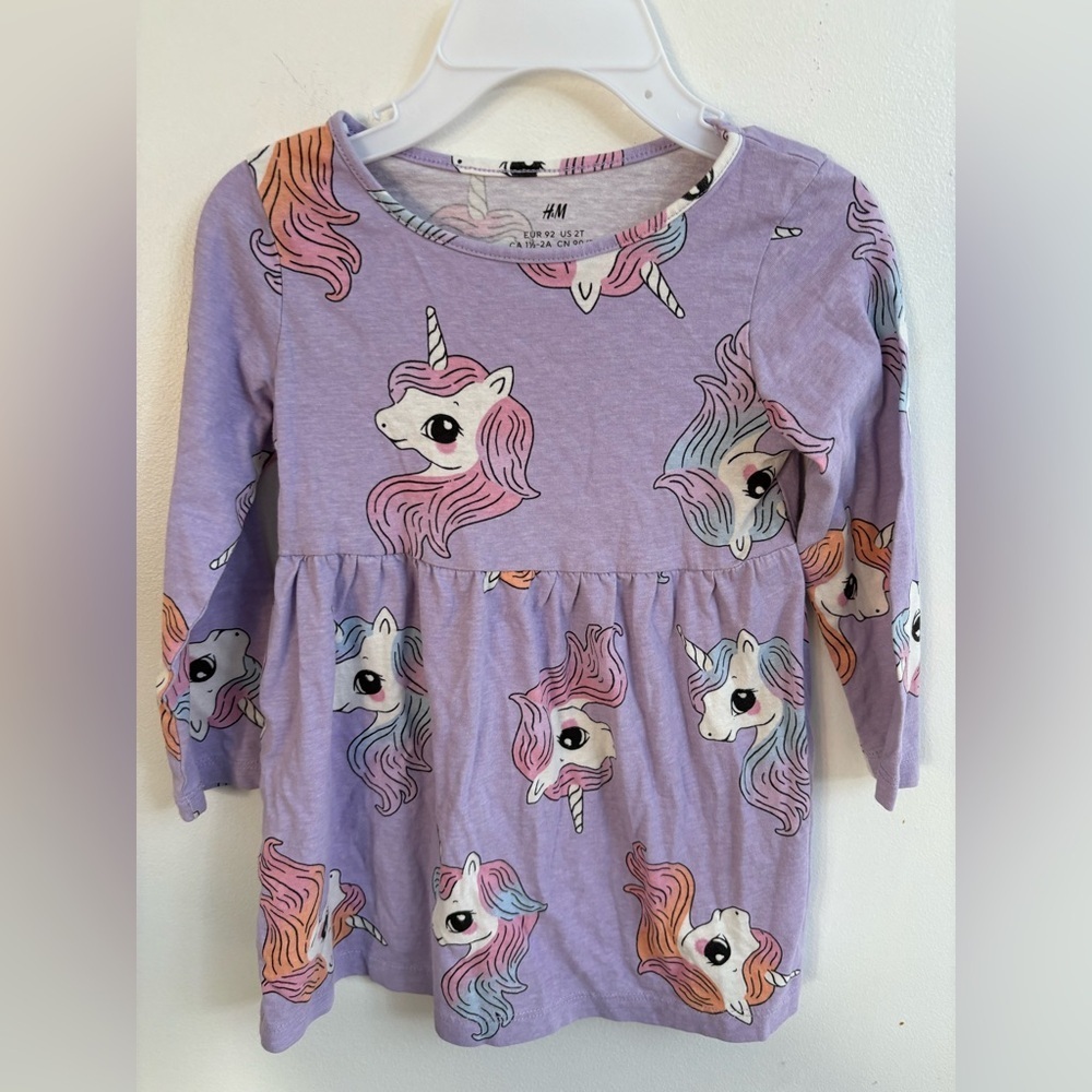 4/30$ H&M Kids Lavender Unicorn Long Sleeve 18-24 months